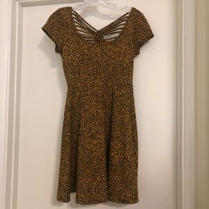 Mustard yellow and black patterned dress
